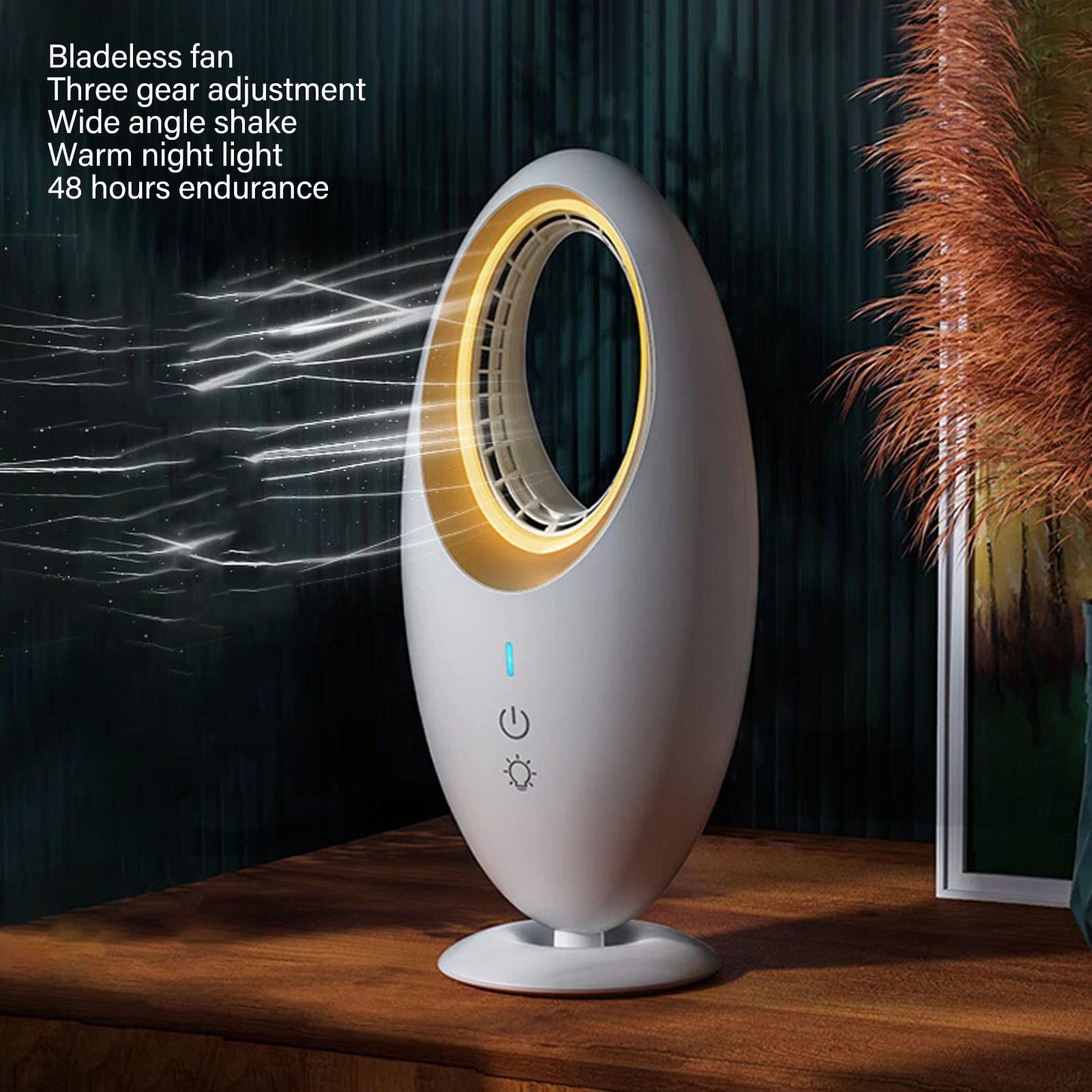 Desk Bladeless Fan - Small Table Fan with Touch Control & LED